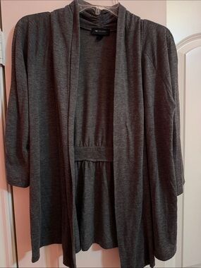 AB Studio Charcoal Gray Open-Front Cardigan